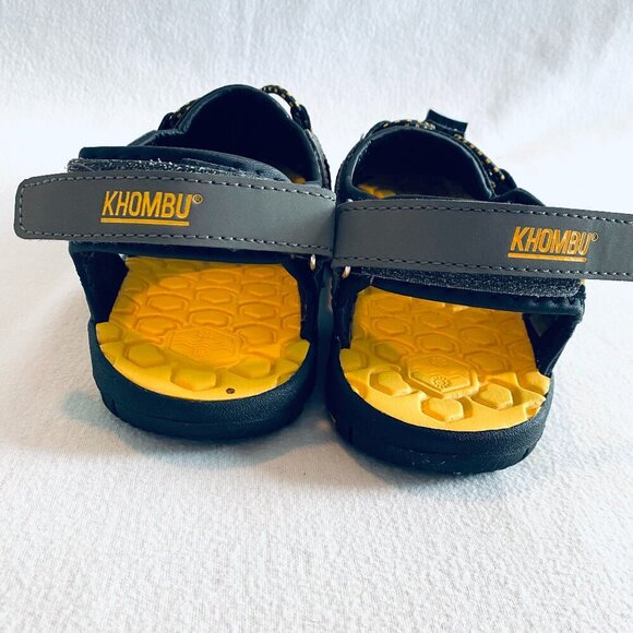 Khombu flexible sport sandal Boy size 3 grey yellow nonslip Velcro quick dry - Picture 3 of 5
